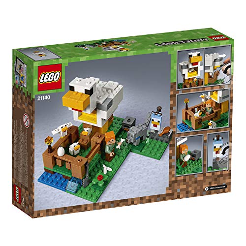 LEGO Minecraft - Gallinero, Juguete Educativo de Construcción del Videojuego con Muñecos de Lobo y Alex para Niños y Niñas de 7 a 14 Años (21140)
