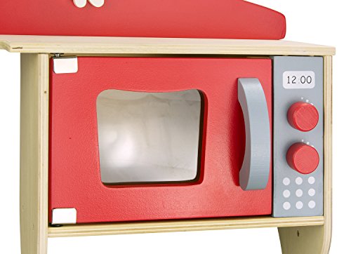 Leomark Grand Chef Cocina Madera Infantil De Juguete - color Rojo - Accesorios, Para Niños, Buena Diversión, Alta Calidad Dim: 60x30x79 (altura) cm