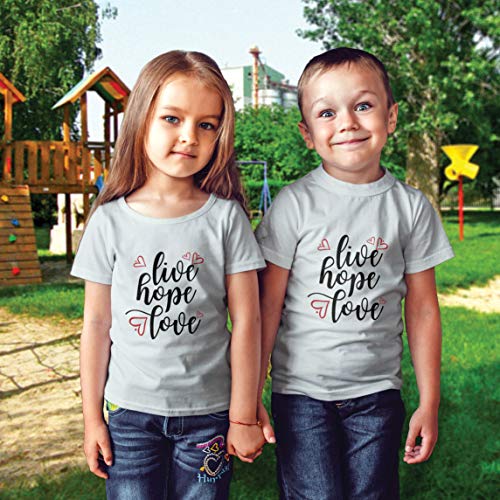 lepni.me Camiseta para Niño/Niña Amor de Esperanza en Vivo Equipo de Mensaje Positivo Inspirador (7-8 Years Rojo Multicolor)