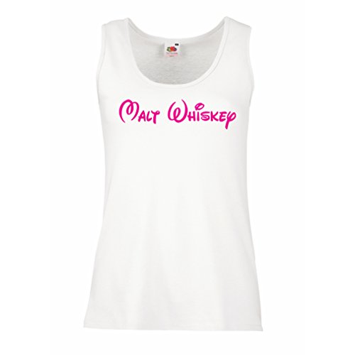 lepni.me Camisetas sin Mangas para Mujer Whisky de Malta: Citas Divertidas para Beber, Refranes geniales de Alcohol (Small Blanco Magenta)