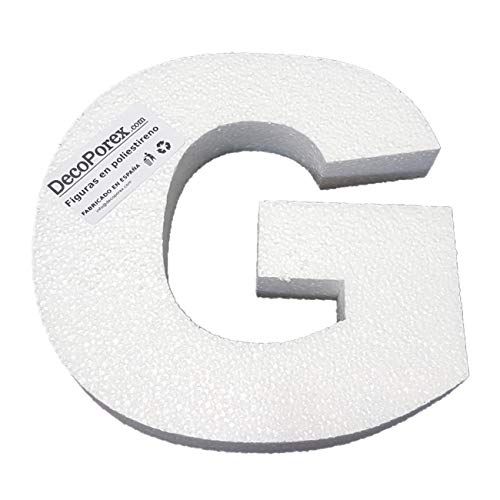 Letra G de 200mm de Altura x 30mm de Grosor en poliestireno expandido sin Pintar