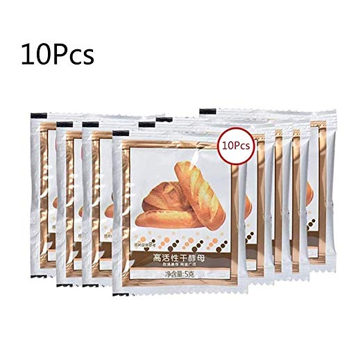 Levadura, 10 Bolsas De Levadura De Pan, Levadura Seca Activa Alta Tolerancia A La Glucosa Suministros para Hornear De Cocina para Hacer Pan, 5 G/Bolsa - Qintaiourty