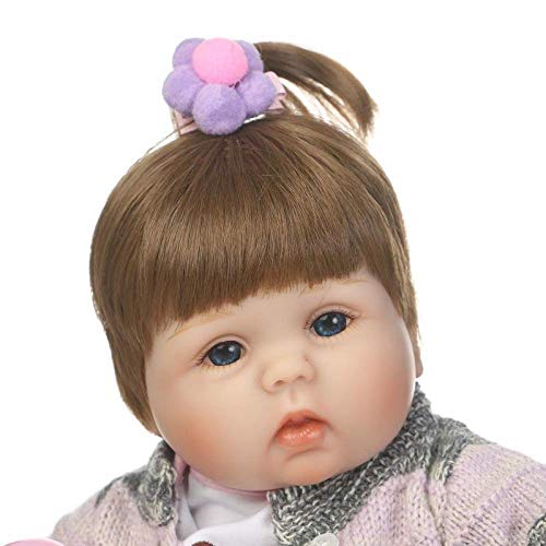 LFDHSF Reborn Baby Dolls Reborn Baby Doll 16"40cm Silicona Suave Realista Lindo Trenza de Cabello Recién Nacido Muñeca Niño Navidad Regalo Magnet Gratis Chupete Biberón