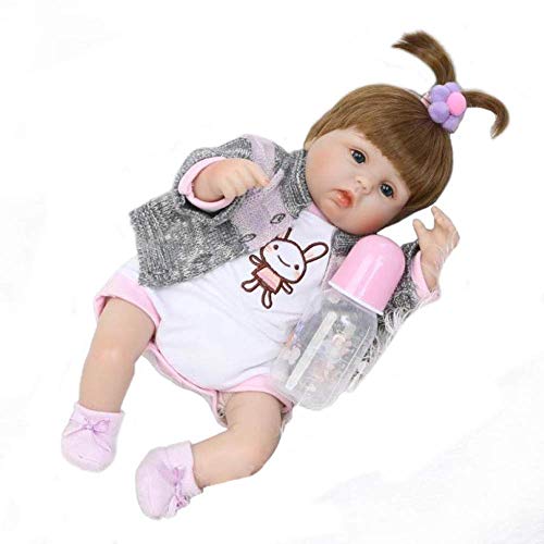 LFDHSF Reborn Baby Dolls Reborn Baby Doll 16"40cm Silicona Suave Realista Lindo Trenza de Cabello Recién Nacido Muñeca Niño Navidad Regalo Magnet Gratis Chupete Biberón