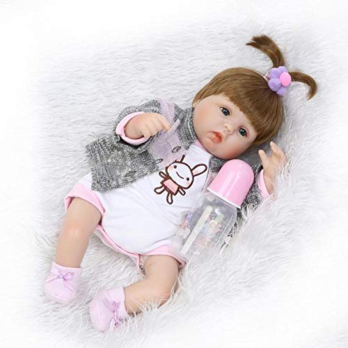 LFDHSF Reborn Baby Dolls Reborn Baby Doll 16"40cm Silicona Suave Realista Lindo Trenza de Cabello Recién Nacido Muñeca Niño Navidad Regalo Magnet Gratis Chupete Biberón
