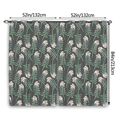 LiBei Cortina Opacas con Ojales,Romero Ramas Hojas Botánica Belleza Esencia Madre Naturaleza Jardinería,Cortinas de Dormitorio y Salón Térmicas Aislantes，2 Piezas(260cmx210cm)