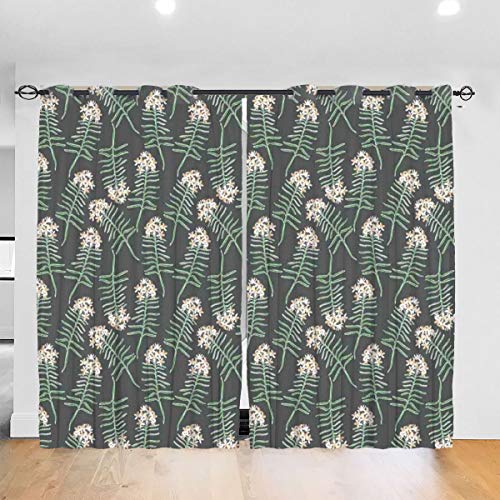 LiBei Cortina Opacas con Ojales,Romero Ramas Hojas Botánica Belleza Esencia Madre Naturaleza Jardinería,Cortinas de Dormitorio y Salón Térmicas Aislantes，2 Piezas(260cmx210cm)
