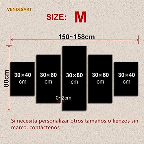 Lienzo para pintar 5 piezas Lienzo Arte de la pared para la sala de estar Decoración del hogar Obra de arte Modular Regalo creativo 150X80Cm Listo para colgar Lago Vía Láctea