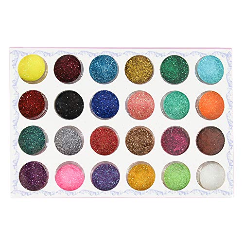 LifreerJuego de purpurina fina de 24 colores, multiusos, manualidades, suministros corporales, purpurina, polvo de purpurina cosmética para manualidades, fabricación de tarjetas, reserva de chatarra
