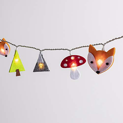 Lights4fun - Guirnalda para Niños de 16 LED Blanco Cálido a Pilas con Figuras de Fieltro