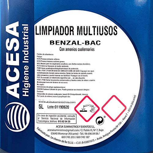 Limpiador Multiusos Antibacterias Desinfectante BAC-97 ACESA Formato Industrial 5 Litros