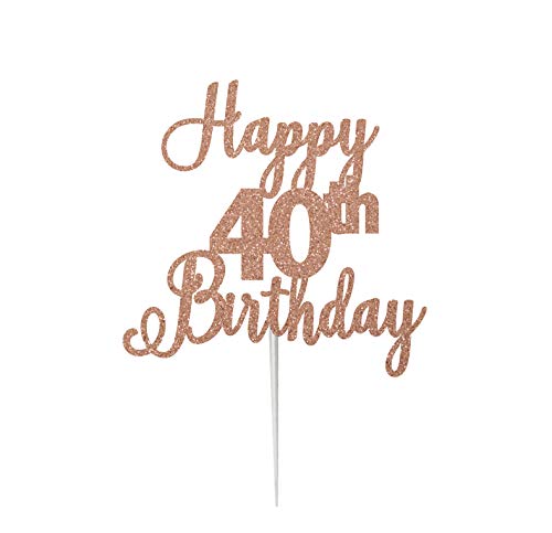 LissieLou - Decoración para tarta de 40 cumpleaños (en tarjeta con purpurina)
