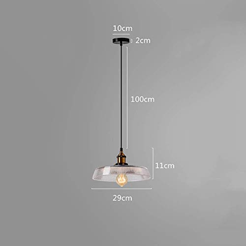 Liunce Industria Dormitorio Cafe Bar Mostrador Retro Araña Americana Rural Hierro Forjado Disco de Vidrio Transparente Tapa de una Sola Cabeza Lámpara Colgante Paraguas doméstico Iluminación Colgante