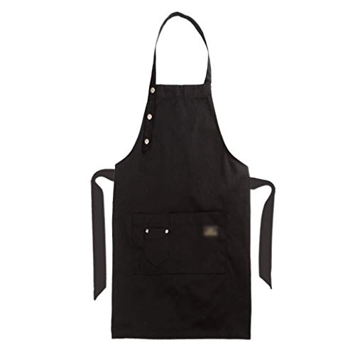 Liutao Delantales Delantal de Lona Café asado Inicio Leche Té Catering Hombres y Mujeres Monos Chef Delantal Durable Delantales (Color : Black, tamaño : 74.5 * 67.5cm)