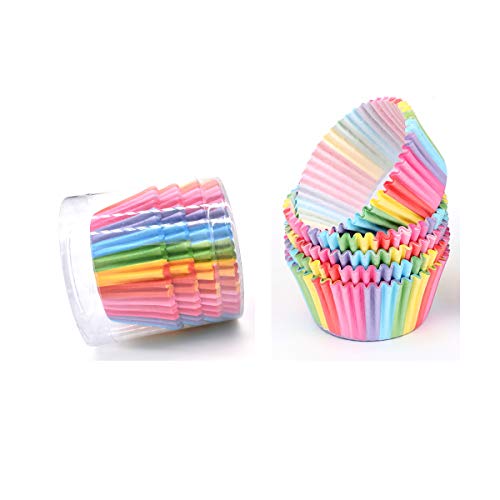 Liwein Papel para Magdalenas,400 Fundas Papel para Cupcakes de Arcoíris Envoltorio de Muffins para Postres Cocina Hornear Pastel Tarta Cumpleaños Bodas Fiesta
