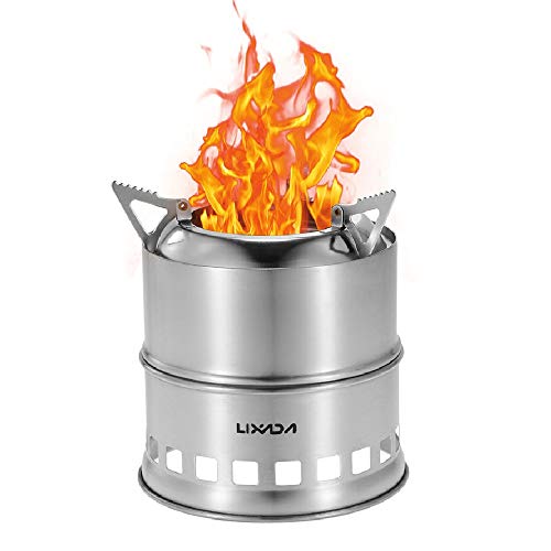 Lixada Estufa de Leña Portátil Ligero Estufa de Alcohol Solidificada de Acero Inoxidable para Picnic Barbacoa Camping