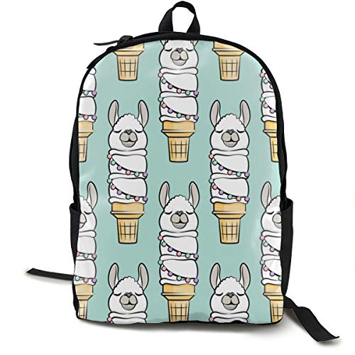 Llama - Mochila clásica, diseño de helado para tartas de helado apilado Aqua Casual bolsa de escuela de gran capacidad, para adolescentes, mujeres, hombres, viajes, senderismo