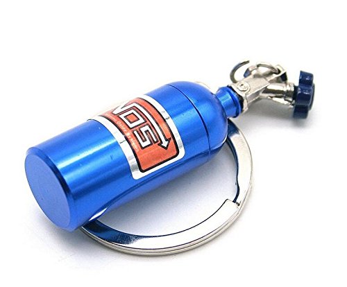 Llavero con forma de minibotella de óxido nitroso con cadena Creative Auto Parts, de RUIIO, azul, 6x1.5cm