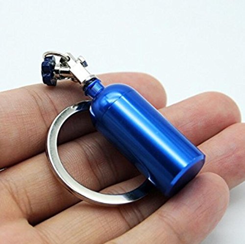Llavero con forma de minibotella de óxido nitroso con cadena Creative Auto Parts, de RUIIO, azul, 6x1.5cm