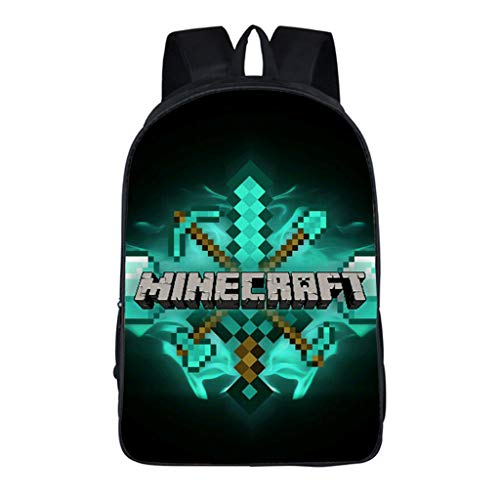 LLYDIANMochila Junior para Niños 3D Minecraft primaria y secundaria de descompresión y la caja de lápiz de la carga de Reducción de Bolsas Escuela Mochila almuerzo bolsa de mensajero de gran capacidad
