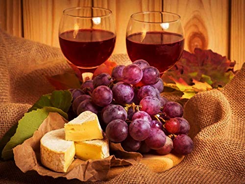 LLYMGX Diamond painting 5D diamante pintura vino diamante bordado uva punto de cruz imagen de diamantes de imitación cocina decoración del hogar -14 40x30cm