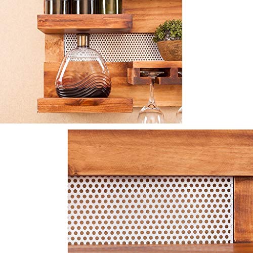 LMCLJJ Estante Moderno montado en la Pared del Vino con el Tenedor de Cristal Estante Flotante Horizontal de Madera rústico Estantes de Almacenamiento de Stemware de la Barra de Metal