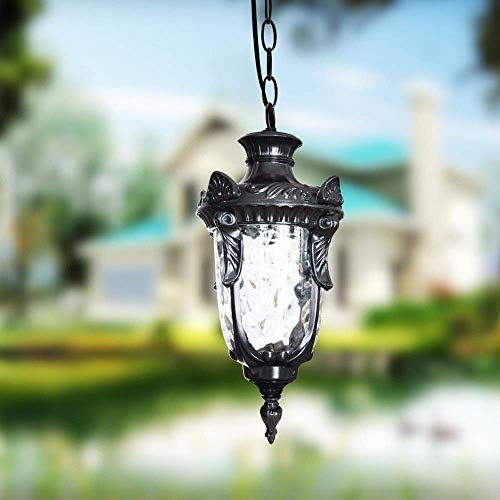 LNDDP Impermeable Aluminio Metal Colgante luz al Aire Libre Pérgola Jardín Techo Lámpara Colgante Linterna Vidrio E27 Decoración Villa Patio Pabellón Porche Lámpara iluminación