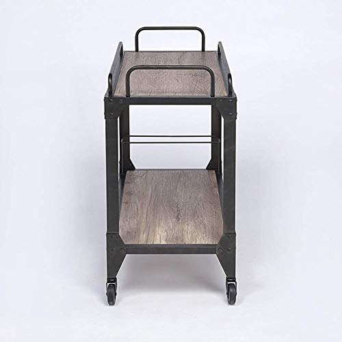 LNDDP Industrial Retro 2 Niveles Estante para Vino Estante Cocina Carro Servicio, Catering Comidas Hotel Utility Hotel Coche con Rueda, Madera Metal (Tamaño: 60 × 35 × 75cm)