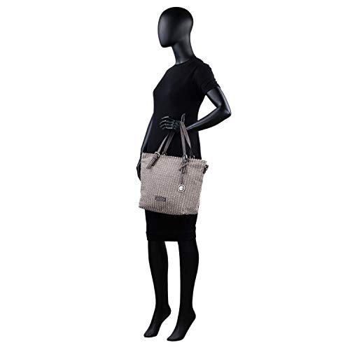 Lois - Bolso Grande Tipo Shopping de Mujer. 2 Asas Largas y Bandolera. Lona Estampada y Cuero PU. para Compras o Viaje. Diseño 306681, Color Beige