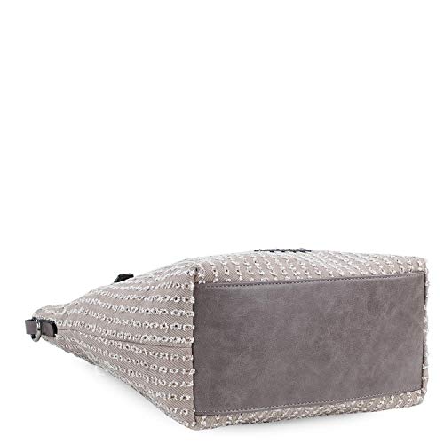 Lois - Bolso Grande Tipo Shopping de Mujer. 2 Asas Largas y Bandolera. Lona Estampada y Cuero PU. para Compras o Viaje. Diseño 306681, Color Beige