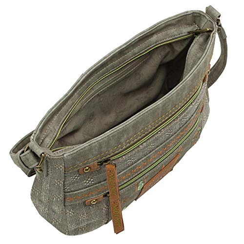 Lois - Bolso Pequeño Bandolera de Mujer Tipo Góndola. Lona Estampada y Piel Sintética. Práctico y Cómodo para Diario Bonito Diseño, Resistente 306238, Color Taupe