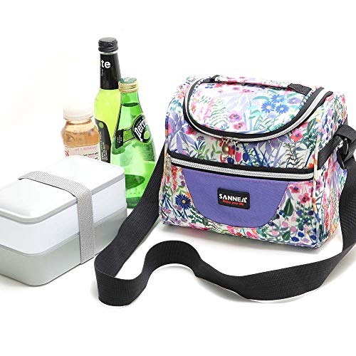 Loncheras Para Mujeres Bolsa Térmica Porta Alimentos 9L Hermética Plegable Nevera Tela Bolsas Comida Nevera Almuerzo para Adultos Mujer Niñas Trabajo Escuela Oficina Playa Viaje Camping (Flor)