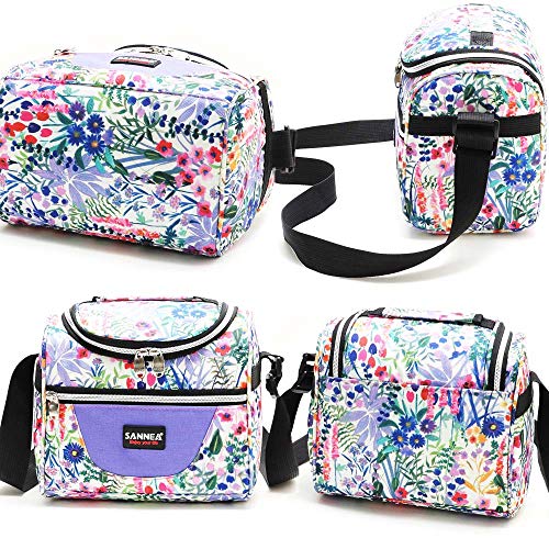 Loncheras Para Mujeres Bolsa Térmica Porta Alimentos 9L Hermética Plegable Nevera Tela Bolsas Comida Nevera Almuerzo para Adultos Mujer Niñas Trabajo Escuela Oficina Playa Viaje Camping (Flor)