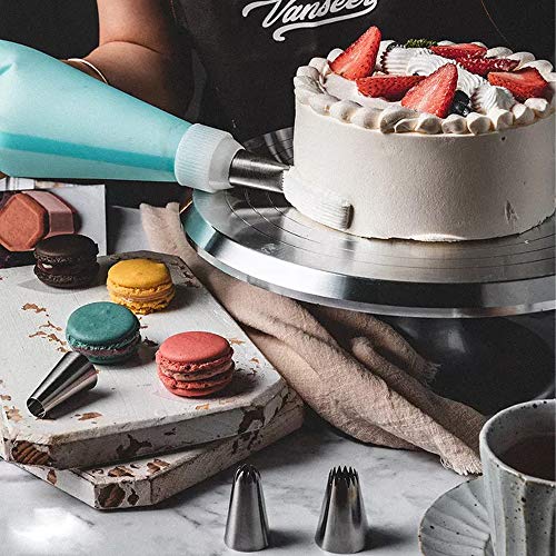 LONGCHAO - Juego de 24 decoraciones para pasteles, 24 boquillas de acero inoxidable para repostería y caja de almacenamiento para tartas, magdalenas, galletas y pastelería