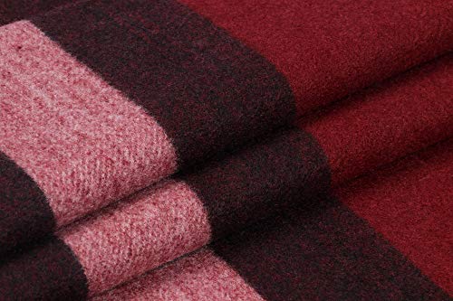 Longwu Bufanda de lana de cachemira suave para mujer Manta y envoltura de pashmina grande Manta de estola cálida Vino rojo*