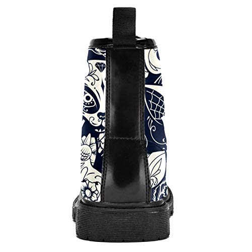 LORVIES - Calavera de gato de azúcar con adorno floral y diseño de flores, para hombre, zapatos con cordones de piel, (multicolor), 40 EU