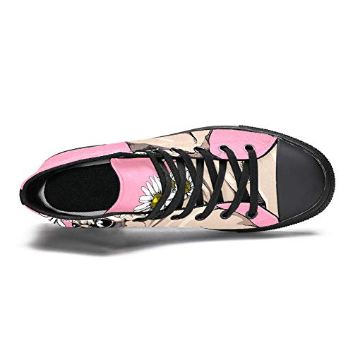 LORVIES - Corona de flores de camomila, carlino, cachorro, zapatillas de lona para hombre, (multicolor), 39.5 EU