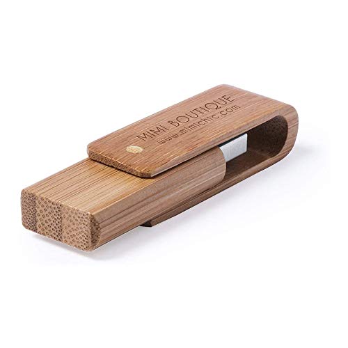 Lote 2 x Memoria USB 16GB Madera de Bambú Personalizado (Nombre o Texto) • Pendrive Ideal para Regalar • Original y Elegante Producto Promocional • con Estuche Individual de Cartón Reciclado