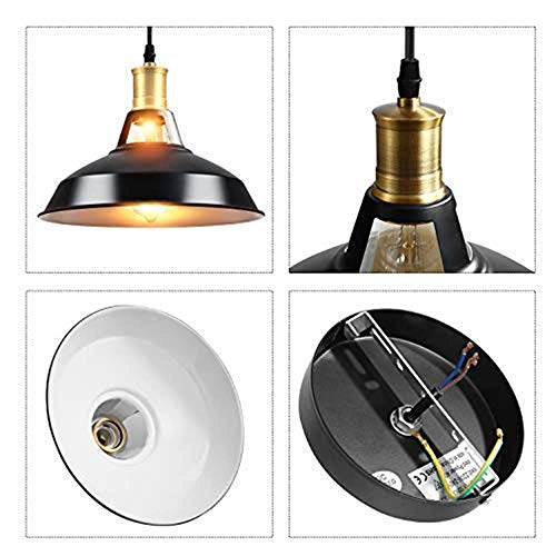 Louvra Lámpara Vintage Colgante de Techo Industrial E27 Led Retro para Restaurante, Bar, Cafetería, etc, Color Negro