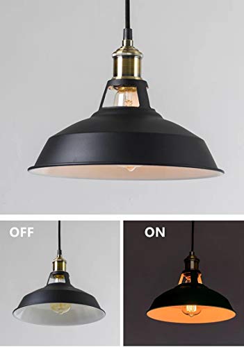 Louvra Lámpara Vintage Colgante de Techo Industrial E27 Led Retro para Restaurante, Bar, Cafetería, etc, Color Negro