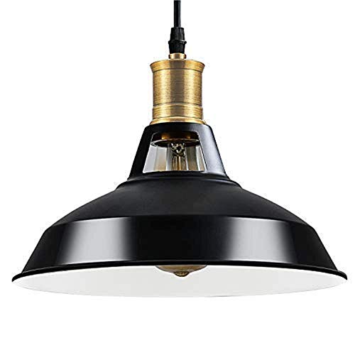 Louvra Lámpara Vintage Colgante de Techo Industrial E27 Led Retro para Restaurante, Bar, Cafetería, etc, Color Negro