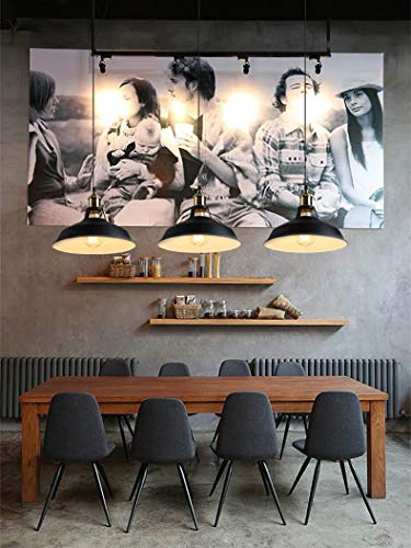 Louvra Lámpara Vintage Colgante de Techo Industrial E27 Led Retro para Restaurante, Bar, Cafetería, etc, Color Negro