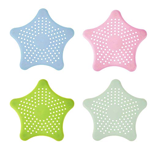 Lovelegis 4 filtros de recolección de desechos - Silicona - Cabello - ventosas - Fregadero - bañera - baño - Cocina - Ducha - Colores aleatorios