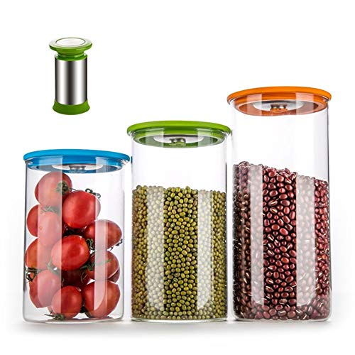 LQIABHOT Contenedor De Almacenamiento De Alimentos Cerrado En La Cocina, Almacenamiento Al Vacío, Caja Redonda De Vidrio, Tres Piezas/For Uso Doméstico (Color : 1000ml Storage Tank)