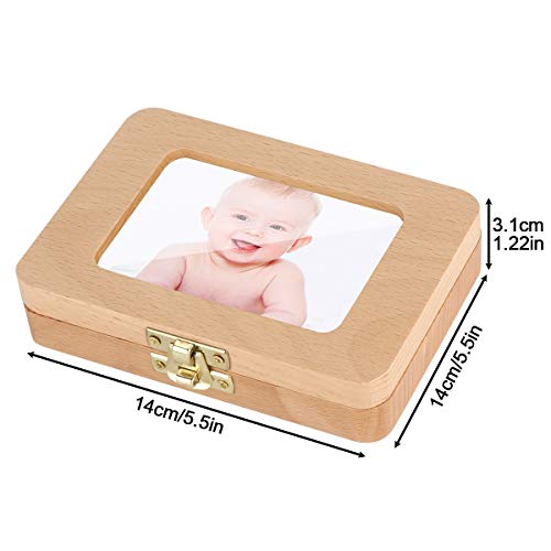 Luchild caja dientes leche, Caja para guardar dientes para niños y niñas, Regalo para niños en madera de souvenir, Acumulación de dientes - Inglés