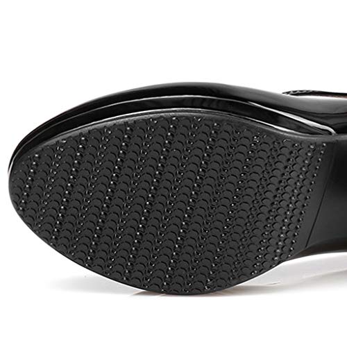 Luckycat Zapatos de Tacón Alto Ancho Plataforma para Mujer Invierno Primavera 2019 Zapatos Tacón Grueso Cuña Fiesta Elegantes Vestir Calzado de Trabajo de Piel Cuña Negros con Hebilla