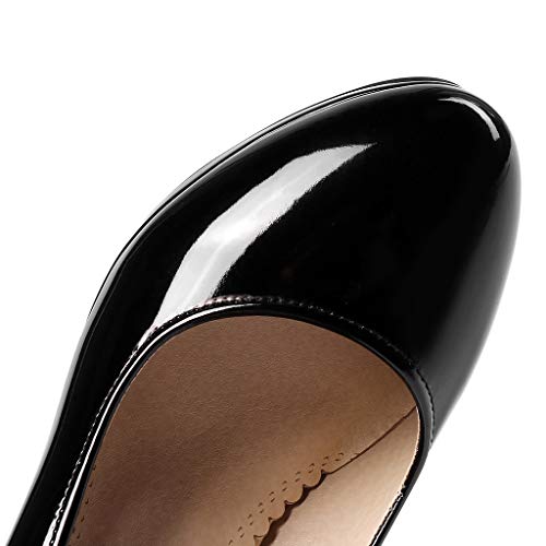 Luckycat Zapatos de Tacón Alto Ancho Plataforma para Mujer Invierno Primavera 2019 Zapatos Tacón Grueso Cuña Fiesta Elegantes Vestir Calzado de Trabajo de Piel Cuña Negros con Hebilla