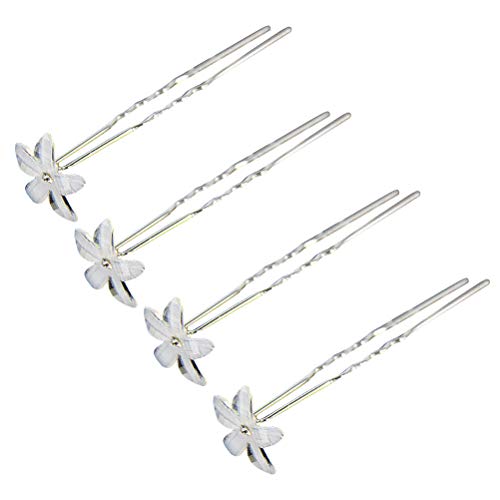 Lurrose 20 piezas de diamantes de imitación en forma de U perla horquilla para el cabello para mujer (flor de cristal de hoja afilada)