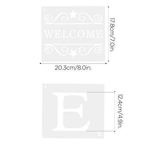 LUTER 18 Plantillas de Carteles de Bienvenida para Pintar Sobre Madera, Plantillas Reutilizables para Puertas, Porches, Decoración del Hogar, Proyectos de Bricolaje, 17,8 x 20,3 cm