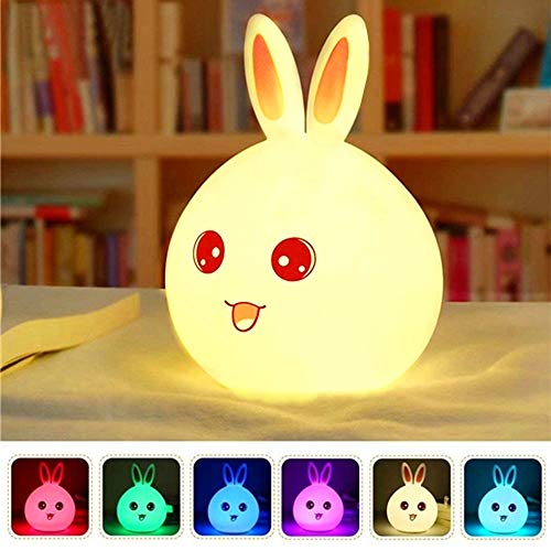 Luz Nocturna Infantil Recargable LED Mesilla de Noche Lámpara de Silicona y Portátil con Luces de Colores para Bebé Niños Niñas, Dormitorio y Guardería Decoración Rosa